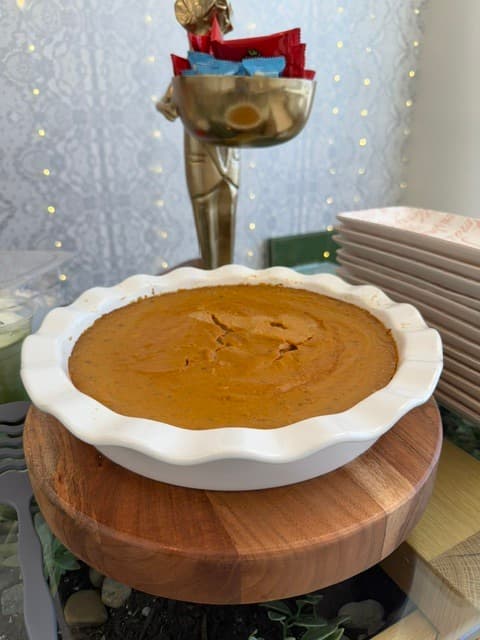 Slice of Keto Pumpkin Pie with delicate crust